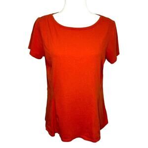 J. Jill Burnt Orange Short Sleeve A-Line Stretch Swing Flowy Top Medium